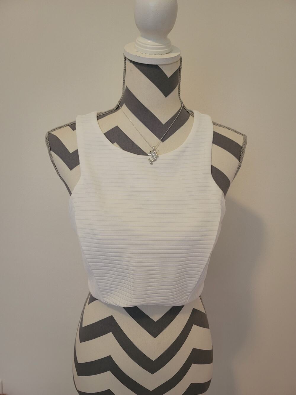 One Clothing Los Angeles Cropped Top Size M Sleeveless Stretchy Fitted White